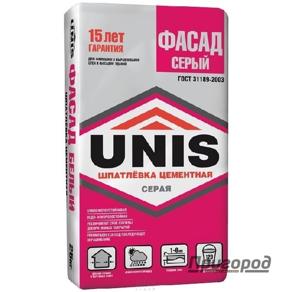 Шпатлевка Юнис ФАСАД цементная 20 кг серая